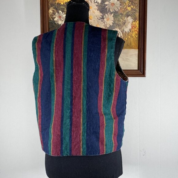 Unbranded Reversible Vest Women's Medium 3 Button Floral Stripes 100% Cotton USA - Picture 6 of 16